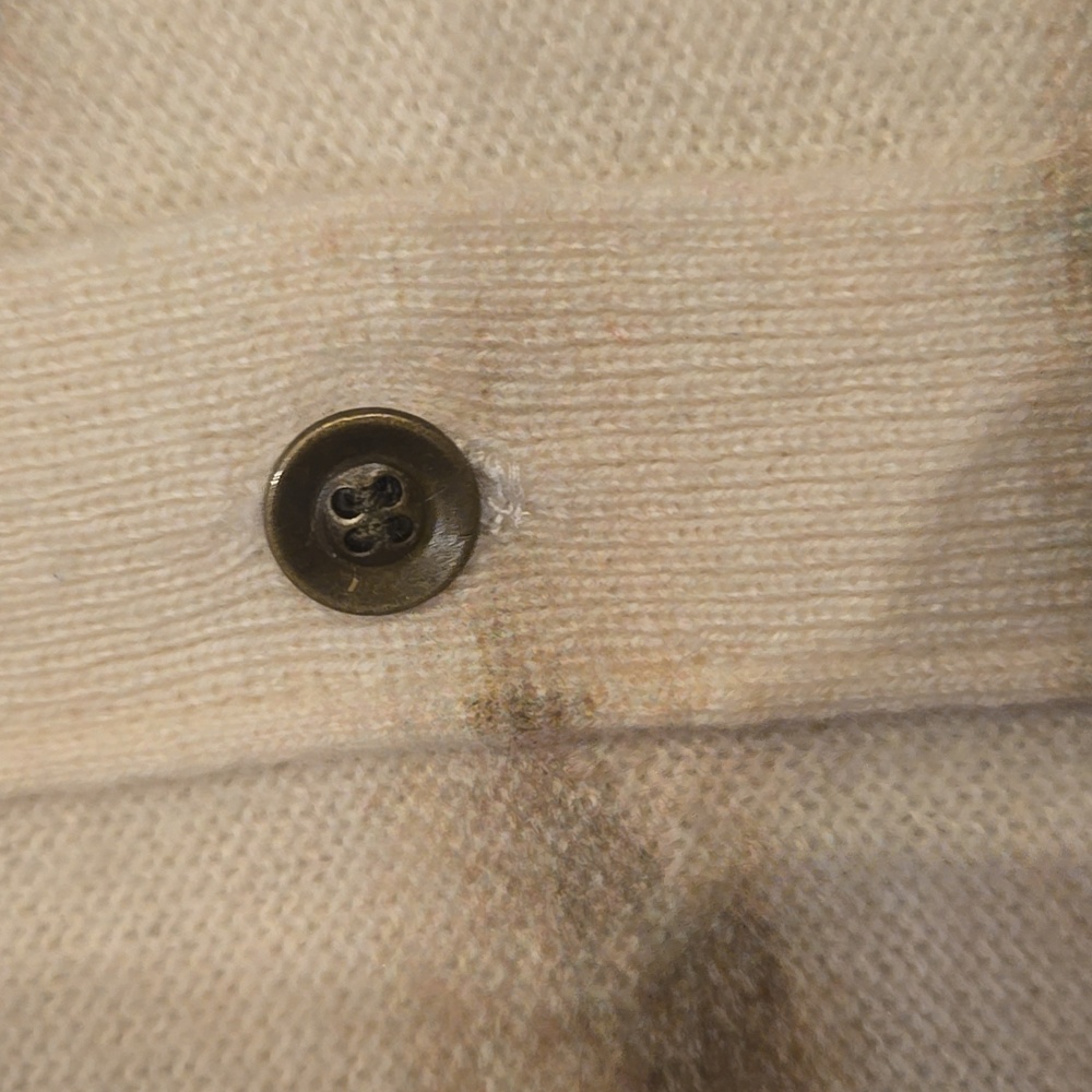 Anthropologie PILCRO Unique Cream/Olive Cashmere Cardigan Sweater - Picture 4 of 9